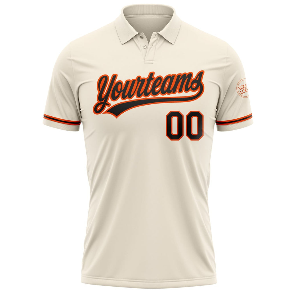 Custom Cream Black-Orange Performance Vapor Golf Polo Shirt photo 2