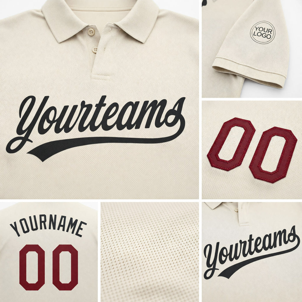 Custom Cream Crimson-Black Performance Vapor Golf Polo Shirt detail