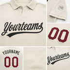Custom Cream Crimson-Black Performance Vapor Golf Polo Shirt detail
