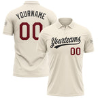 Custom Cream Crimson-Black Performance Vapor Golf Polo Shirt photo 1