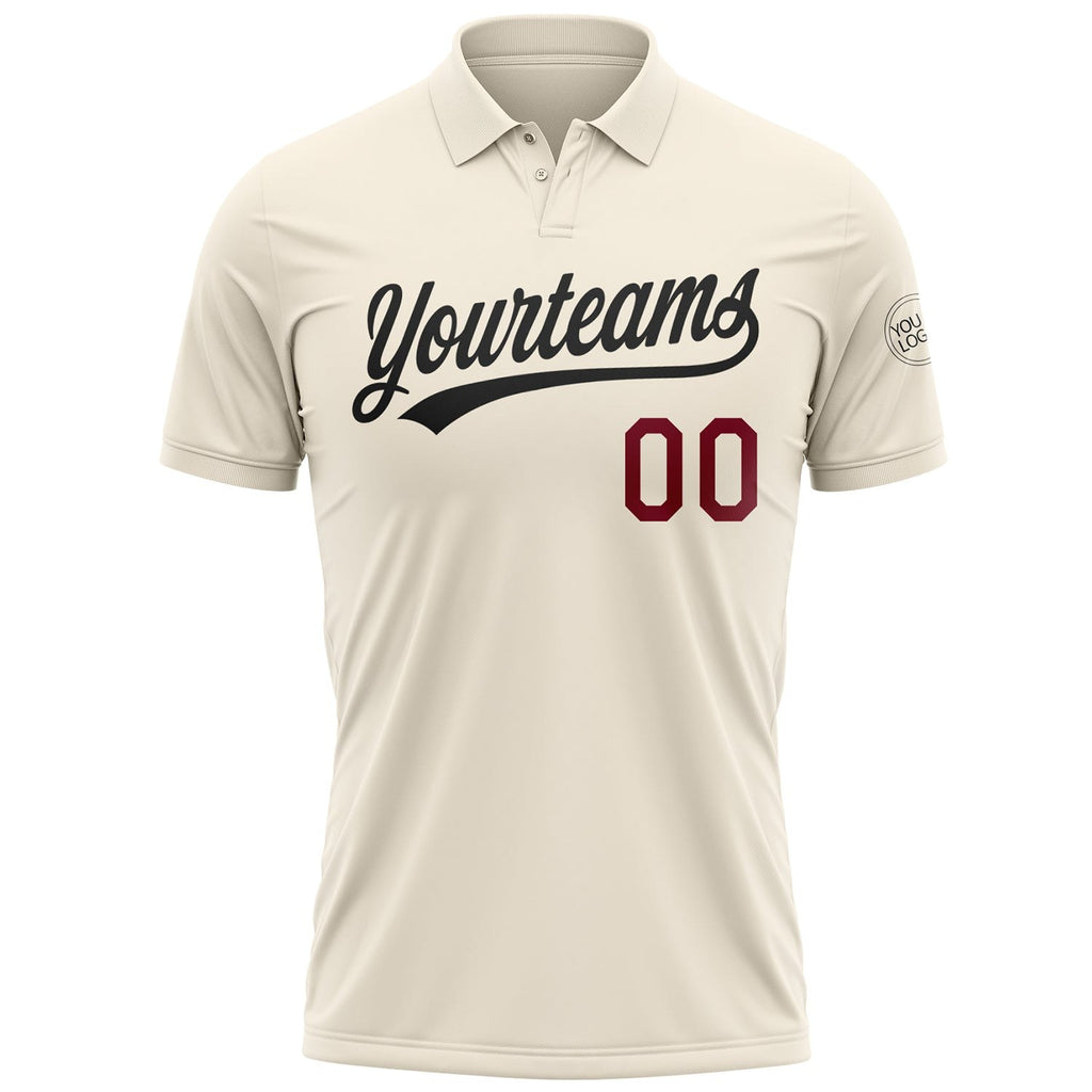 Custom Cream Crimson-Black Performance Vapor Golf Polo Shirt photo 2