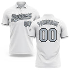 Custom White Silver-Black Performance Vapor Golf Polo Shirt