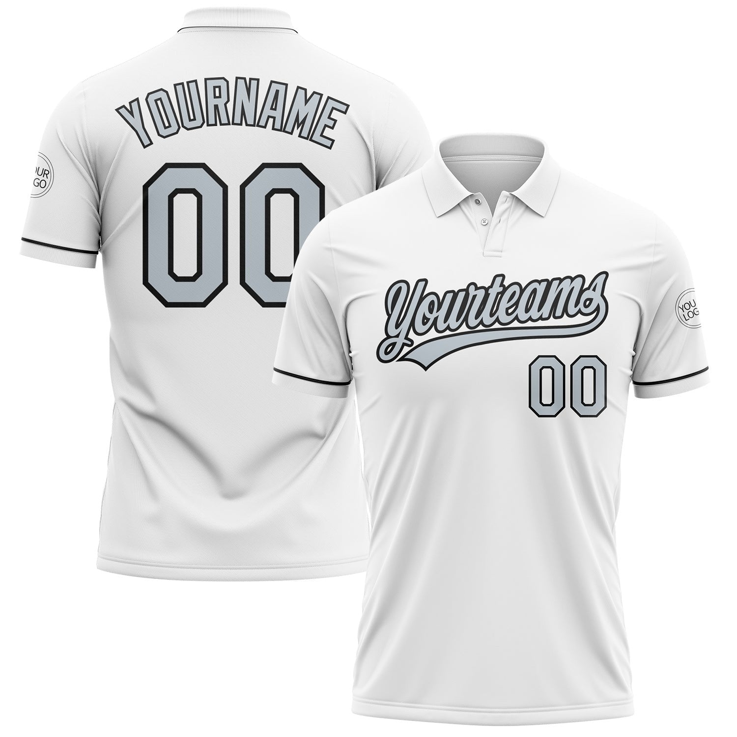 Custom White Silver-Black Performance Vapor Golf Polo Shirt photo 1