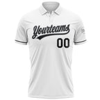 Custom White Black-Gray Performance Vapor Golf Polo Shirt photo 2