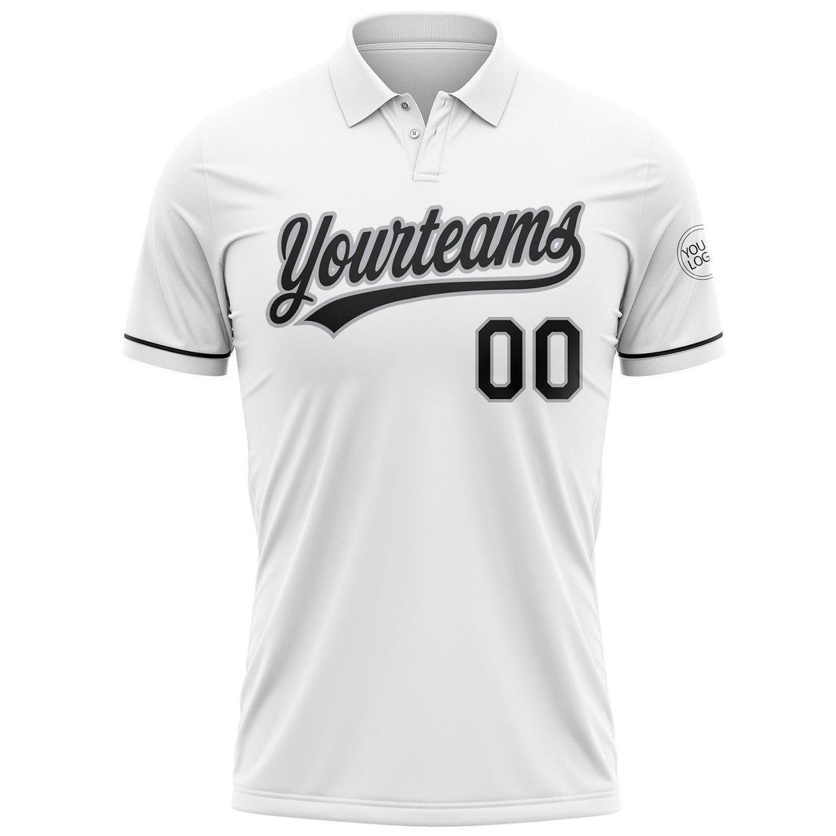 Custom White Black-Gray Performance Vapor Golf Polo Shirt photo 2