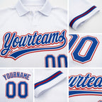 Custom White Royal-Red Performance Vapor Golf Polo Shirt detail