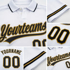 Custom White Black-Old Gold Performance Vapor Golf Polo Shirt detail