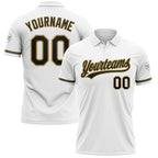 Custom White Black-Old Gold Performance Vapor Golf Polo Shirt photo 1