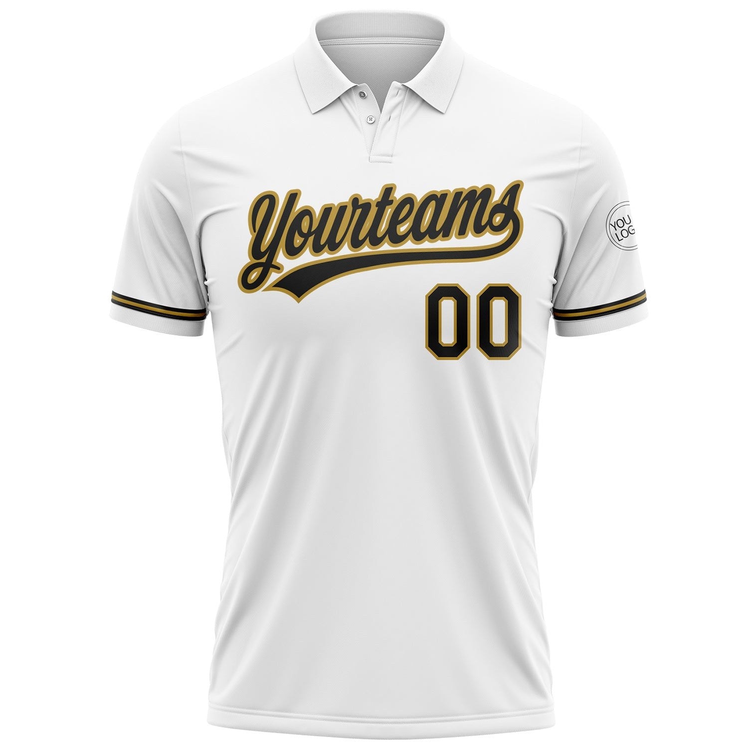 Custom White Black-Old Gold Performance Vapor Golf Polo Shirt photo 2