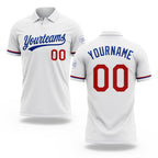 Custom White Red-Royal Performance Vapor Golf Polo Shirt
