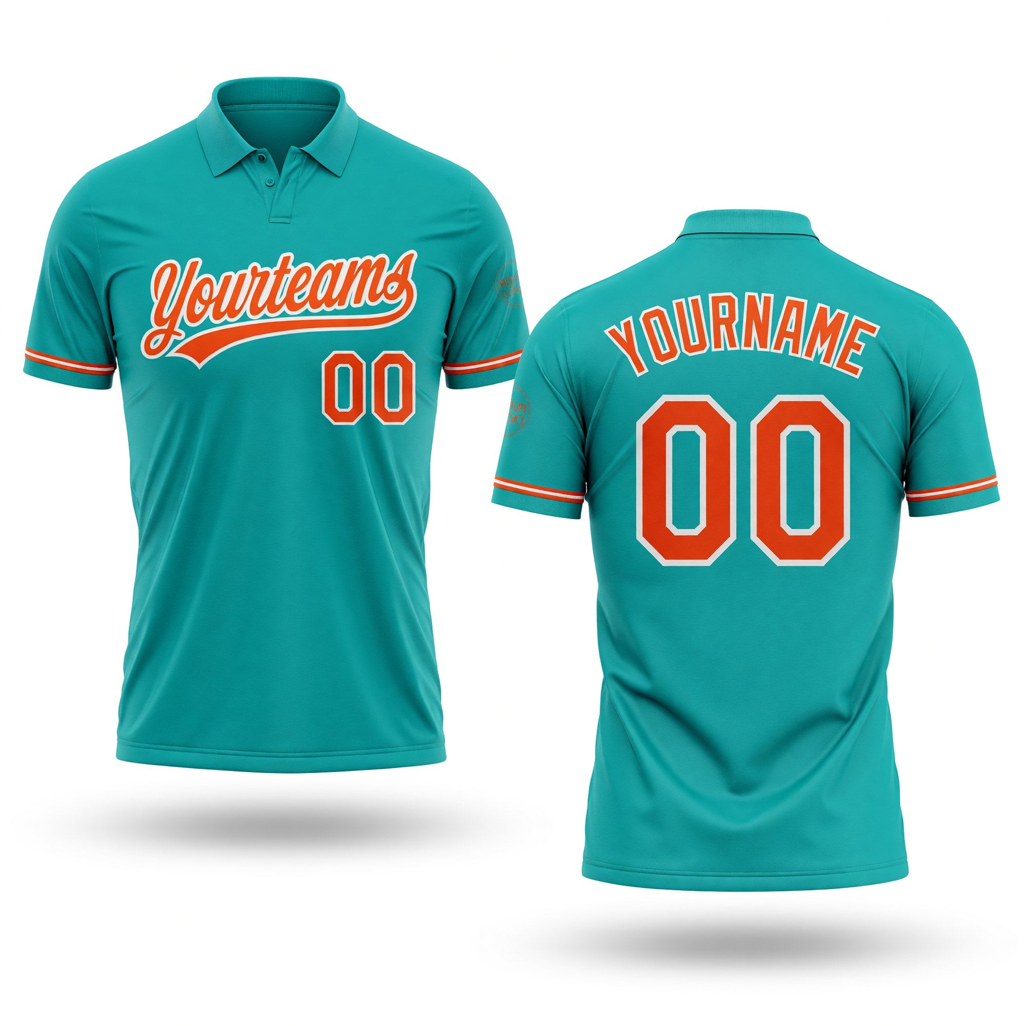 Custom Aqua Orange-White Performance Vapor Golf Polo Shirt