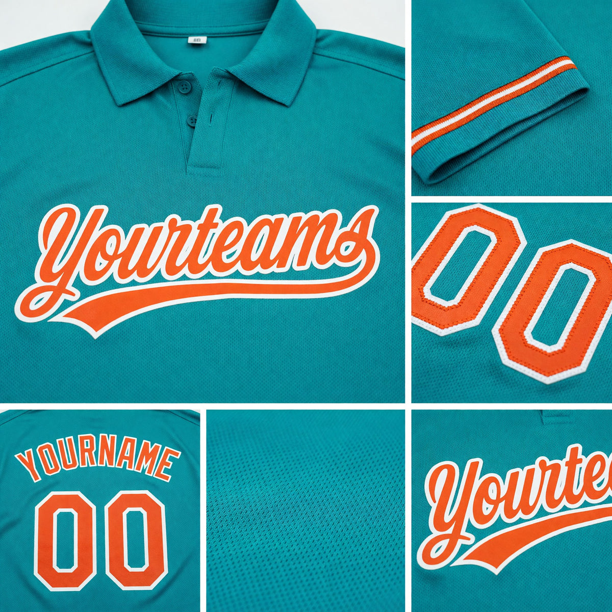 Custom Aqua Orange-White Performance Vapor Golf Polo Shirt detail