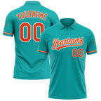 Custom Aqua Orange-White Performance Vapor Golf Polo Shirt photo 1
