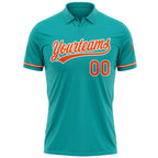 Custom Aqua Orange-White Performance Vapor Golf Polo Shirt photo 2