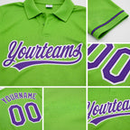 Custom Neon Green Purple-White Performance Vapor Golf Polo Shirt detail