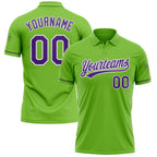 Custom Neon Green Purple-White Performance Vapor Golf Polo Shirt photo 1