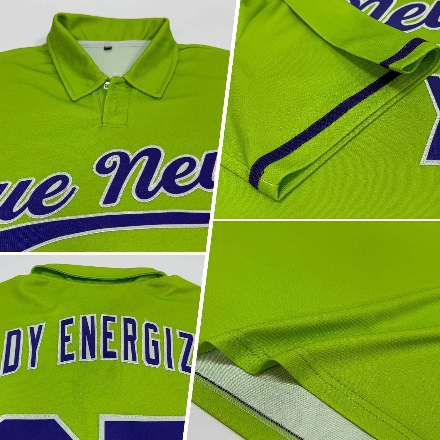 Custom Neon Green Purple-White Performance Vapor Golf Polo Shirt photo 2