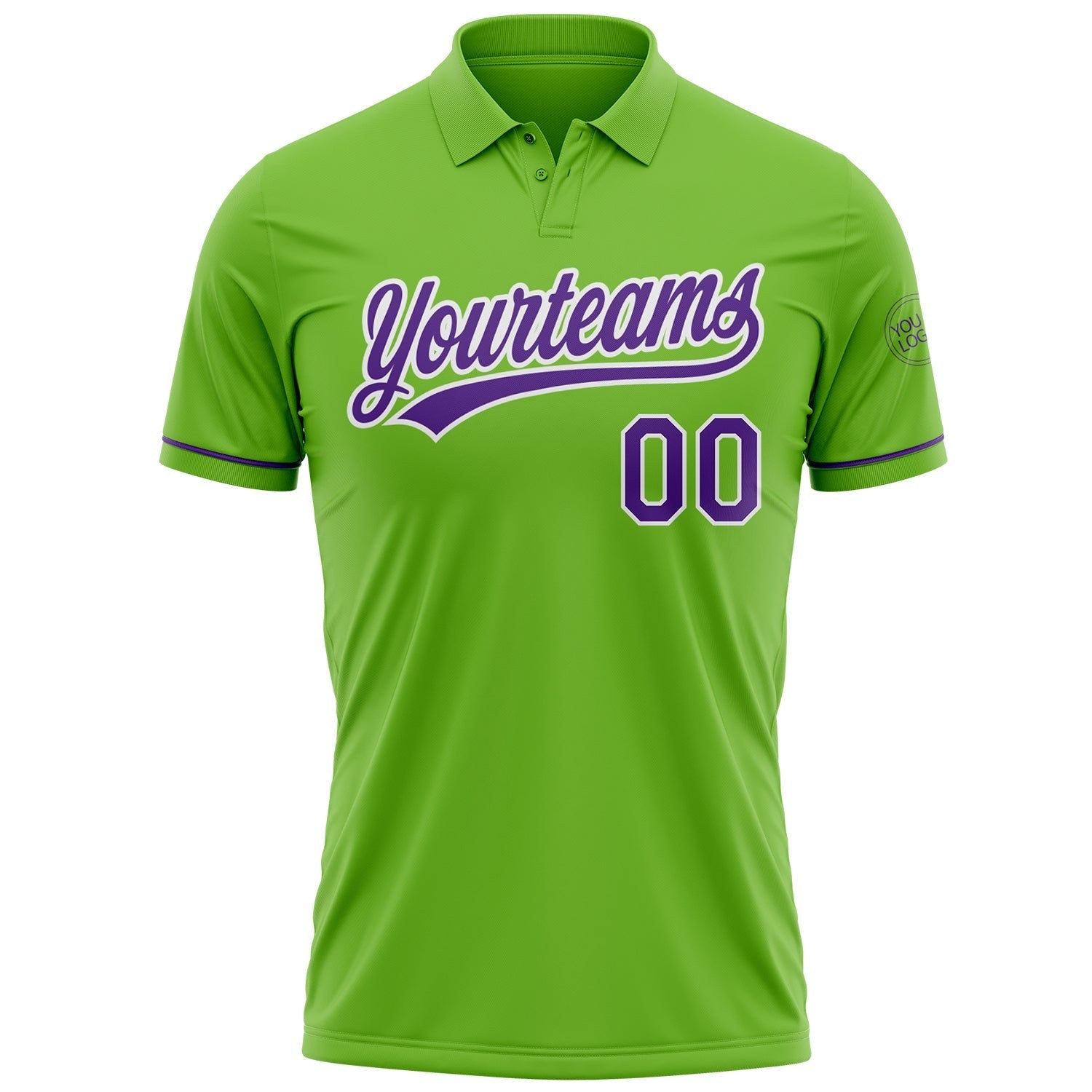 Custom Neon Green Purple-White Performance Vapor Golf Polo Shirt photo 3