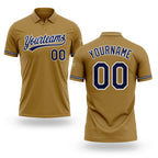Custom Old Gold Navy-White Performance Vapor Golf Polo Shirt