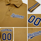 Custom Old Gold Navy-White Performance Vapor Golf Polo Shirt detail