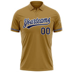 Custom Old Gold Navy-White Performance Vapor Golf Polo Shirt photo 2
