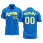 Custom Blue White-Neon Green Performance Vapor Golf Polo Shirt