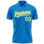 Custom Blue White-Neon Green Performance Vapor Golf Polo Shirt photo 2