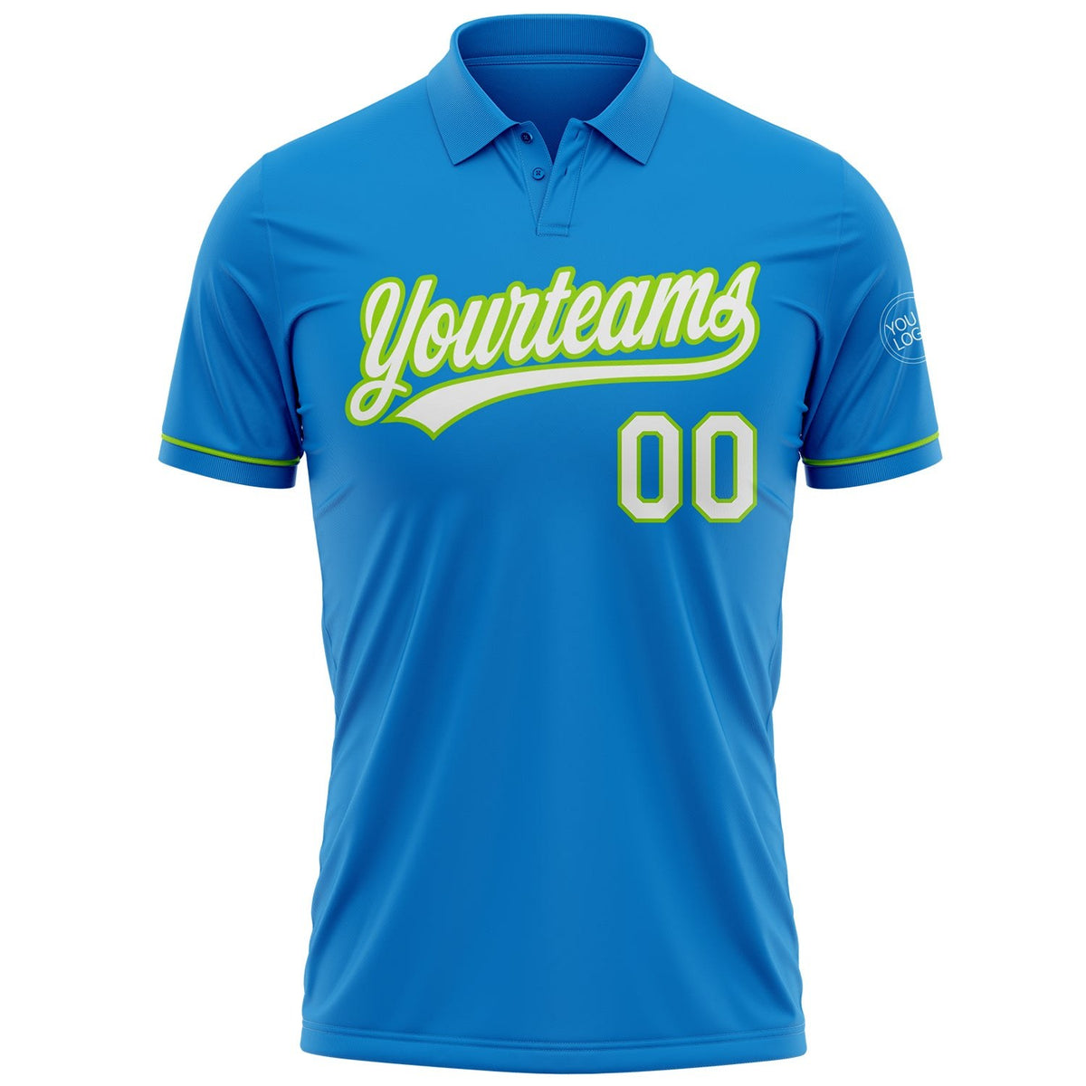 Custom Blue White-Neon Green Performance Vapor Golf Polo Shirt photo 2
