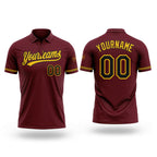 Custom Burgundy Black-Yellow Performance Vapor Golf Polo Shirt