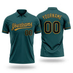 Custom Midnight Green Black-Old Gold Performance Vapor Golf Polo Shirt