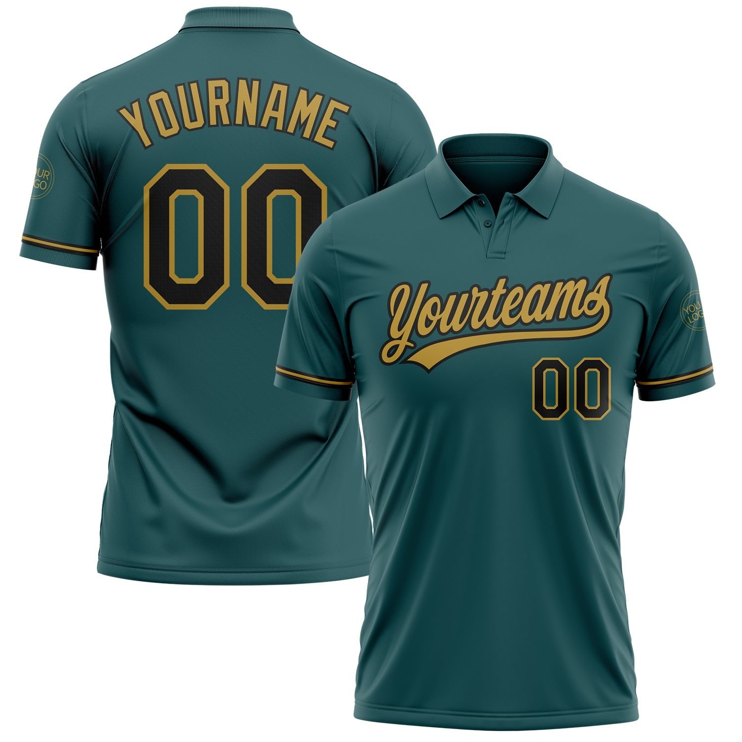 Custom Midnight Green Black-Old Gold Performance Vapor Golf Polo Shirt photo 1