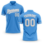 Custom Powder Blue White-Gray Performance Vapor Golf Polo Shirt