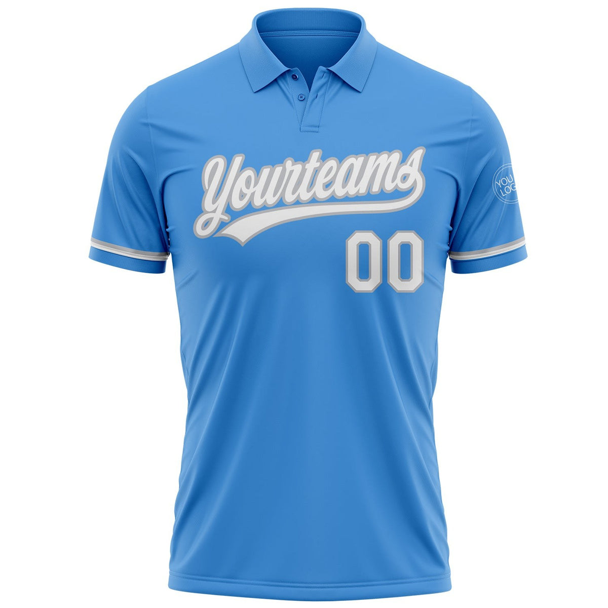 Custom Powder Blue White-Gray Performance Vapor Golf Polo Shirt photo 2