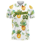 Custom White Kelly Green-Gold 3D Pattern Design Pineapples Performance Golf Polo Shirt photo 1