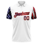Custom White Red-Royal 3D American Flag Performance Golf Polo Shirt photo 2