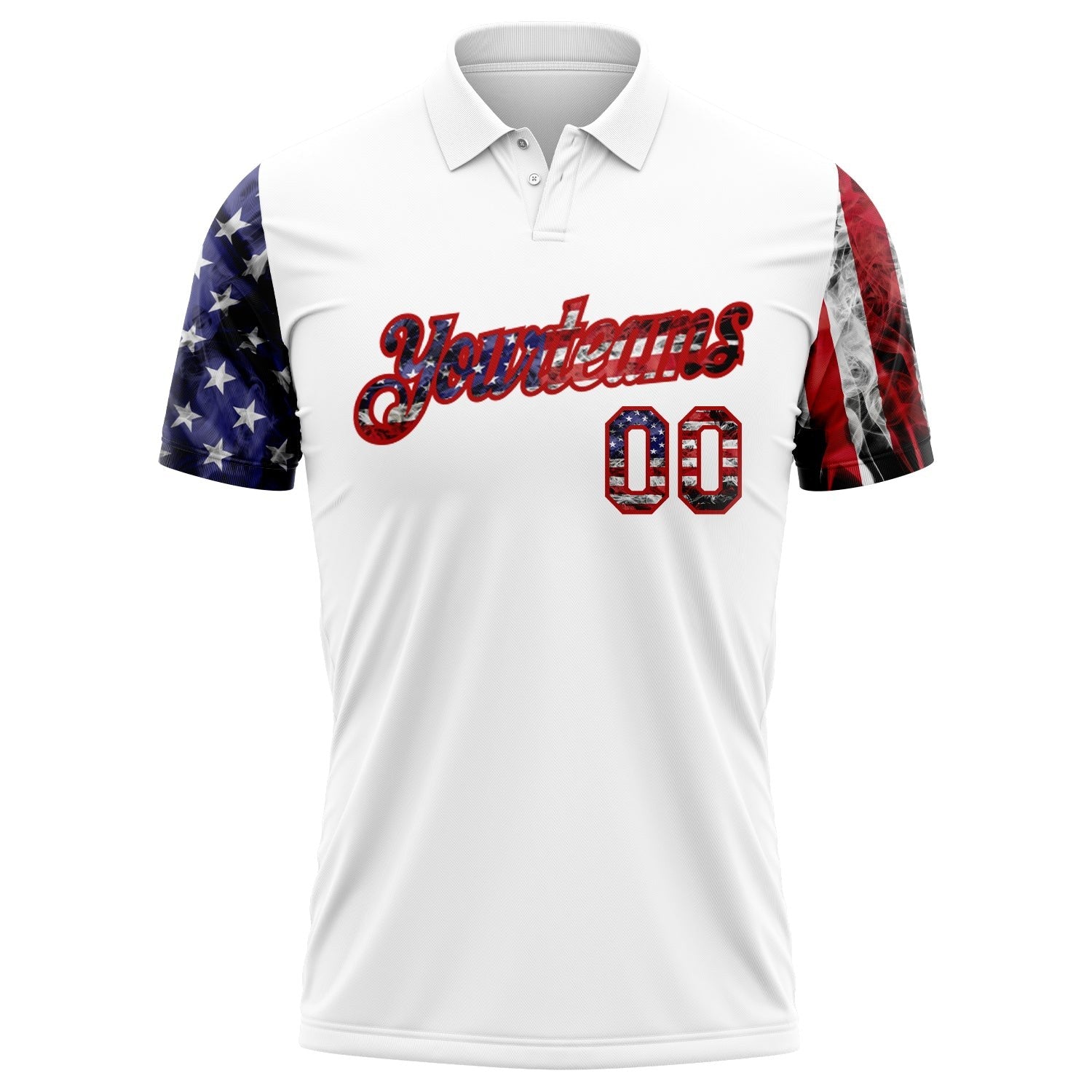 Custom White Red-Royal 3D American Flag Performance Golf Polo Shirt photo 2