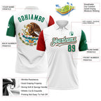 Custom White Kelly Green-Red Mexico Two Tone Performance Golf Polo Shirt photo 3