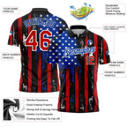 Custom Black Red-Royal 3D Distressed American Flag Performance Golf Polo Shirt photo 3
