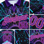 Custom Black Pink-Purple 3D Pattern Design Magic Mushrooms Over Sacred Geometry Psychedelic Hallucination Performance Golf Polo Shirt detail