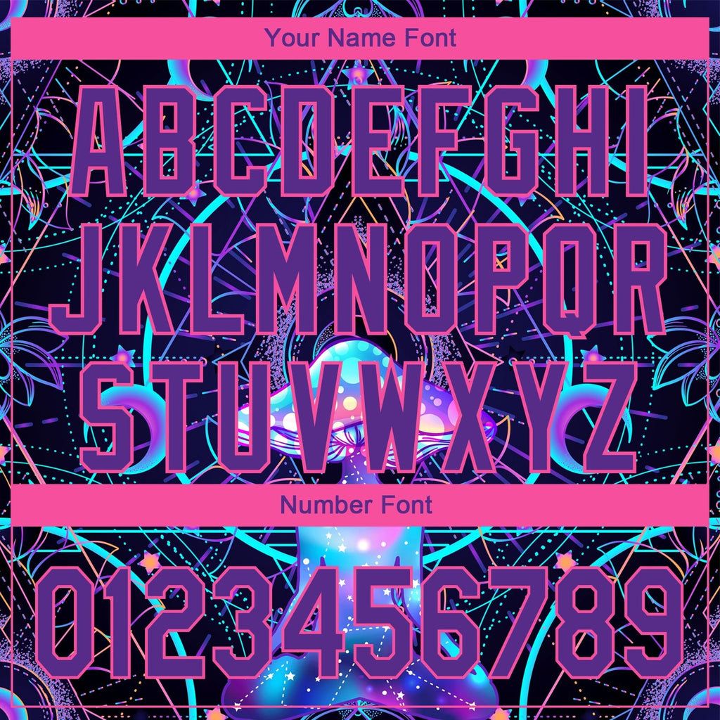 Custom Black Pink-Purple 3D Pattern Design Magic Mushrooms Over Sacred Geometry Psychedelic Hallucination Performance Golf Polo Shirt photo 5