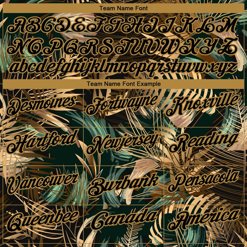 Custom Black Old Gold 3D Pattern Design Golden And Green Tropical Leaves In The Style Of Jungle And Hawaii Performance Golf Polo Shirt photo 4