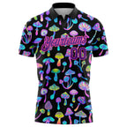 Custom Black Purple-Pink 3D Pattern Design Magic Mushrooms Psychedelic Hallucination Performance Golf Polo Shirt photo 2