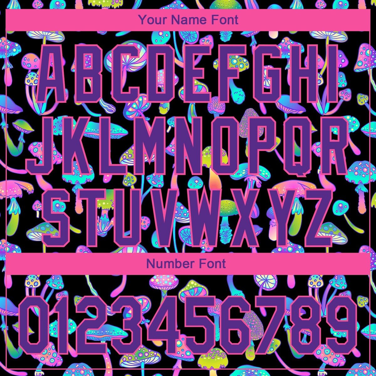 Custom Black Purple-Pink 3D Pattern Design Magic Mushrooms Psychedelic Hallucination Performance Golf Polo Shirt photo 4