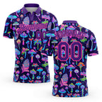 Custom Purple Pink 3D Pattern Design Magic Mushrooms Psychedelic Hallucination Performance Golf Polo Shirt
