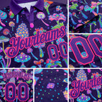 Custom Purple Pink 3D Pattern Design Magic Mushrooms Psychedelic Hallucination Performance Golf Polo Shirt detail