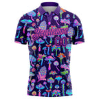 Custom Purple Pink 3D Pattern Design Magic Mushrooms Psychedelic Hallucination Performance Golf Polo Shirt photo 2
