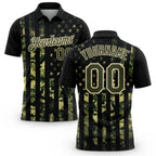 Custom Camo Olive-Cream 3D American Flag Performance Salute To Service Golf Polo Shirt