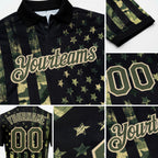 Custom Camo Olive-Cream 3D American Flag Performance Salute To Service Golf Polo Shirt detail