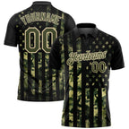 Custom Camo Olive-Cream 3D American Flag Performance Salute To Service Golf Polo Shirt photo 1
