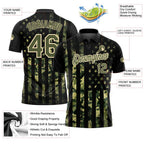 Custom Camo Olive-Cream 3D American Flag Performance Salute To Service Golf Polo Shirt photo 3